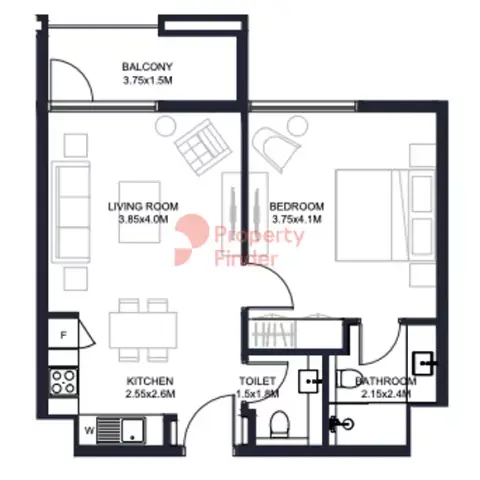 Floor plan, 1 Bed
