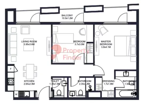 Floor plan, 2 Bed