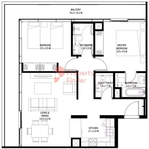 Floor plan, 2 Bed
