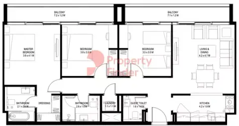 Floor plan, 3 Bed