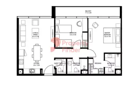 Floor plan, 2 Bed