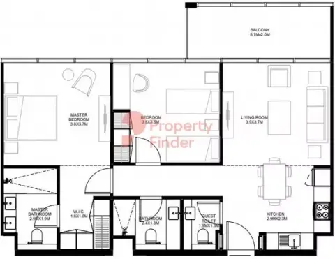 Floor plan, 2 Bed