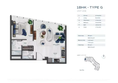Floor plan, 1 Bed