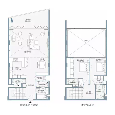 Floor plan, 2 Bed
