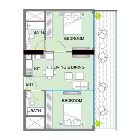 Floor plan, 2 Bed