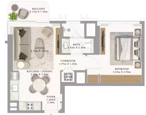Floor plan, 1 Bed