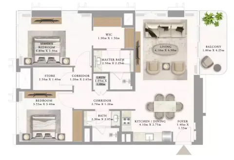 Floor plan, 2 Bed