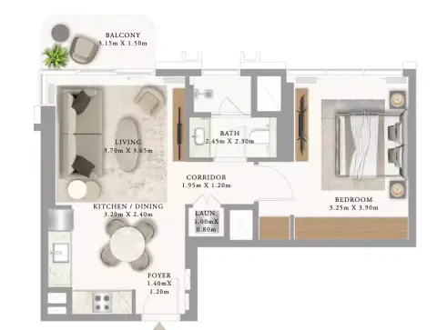 Floor plan, 1 Bed