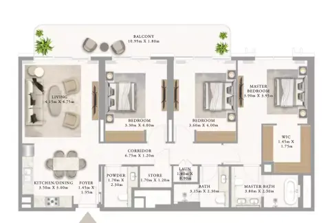 Floor plan, 3 Bed