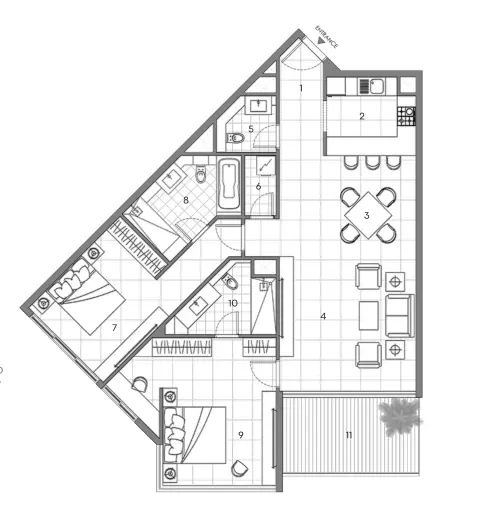 Floor plan, 2 Bed