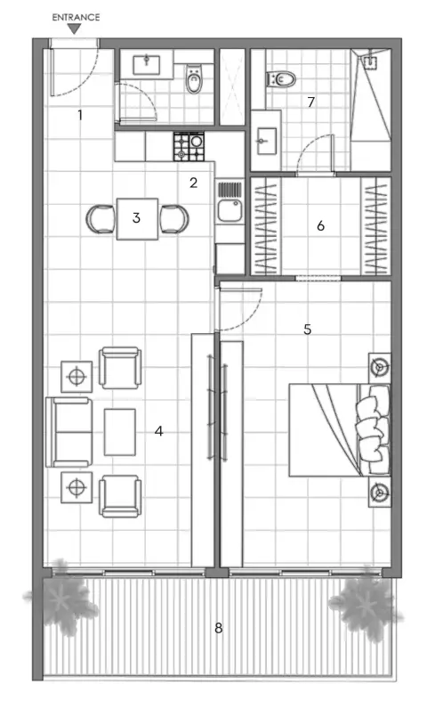Floor plan, 1 Bed