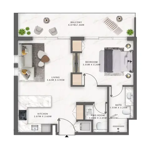 Floor plan, 1 Bed