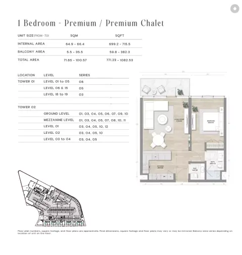 Floor plan, 1 Bed