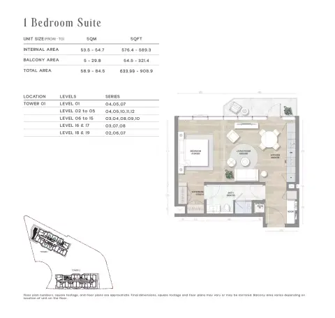 Floor plan, 1 Bed