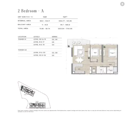 Floor plan, 2 Bed