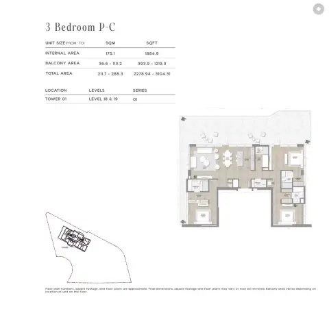 Floor plan, 3 Bed