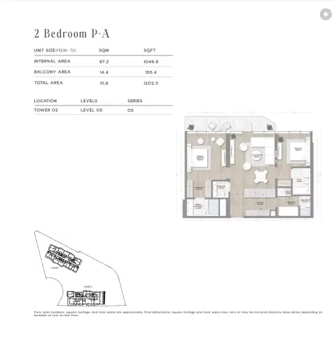 Floor plan, 2 Bed