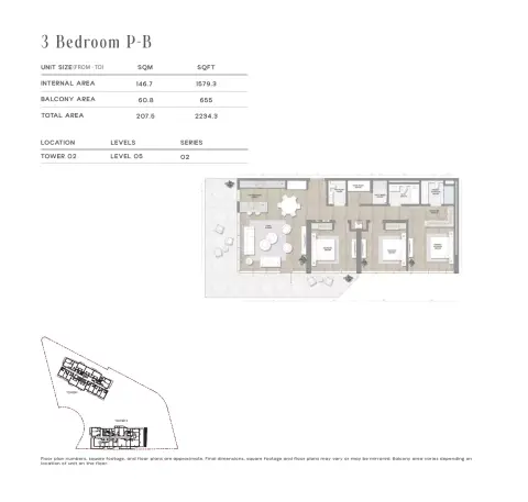 Floor plan, 3 Bed