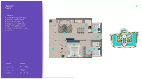 Floor plan, 1 Bed