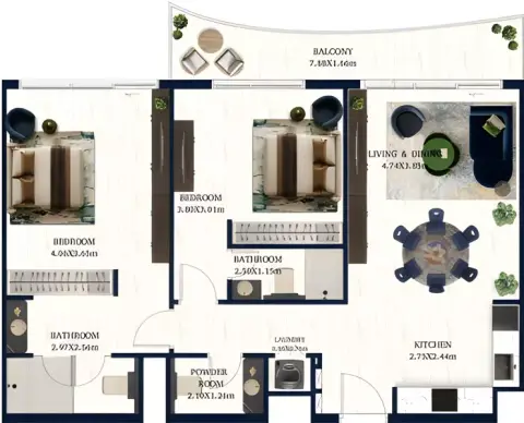 Floor plan, 2 Bed