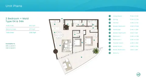 Floor plan, 2 Bed