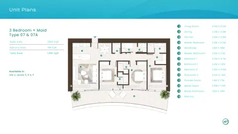 Floor plan, 3 Bed