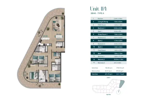 Floor plan, 3 Bed