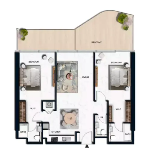 Floor plan, 2 Bed
