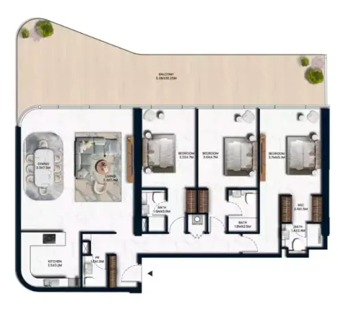 Floor plan, 3 Bed