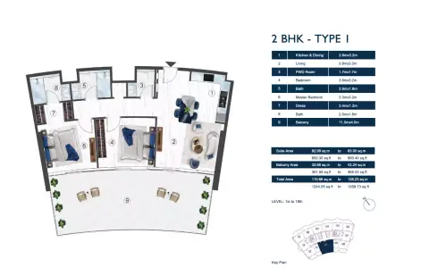 Floor plan, 2 Bed