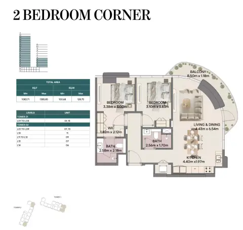 Floor plan, 2 Bed