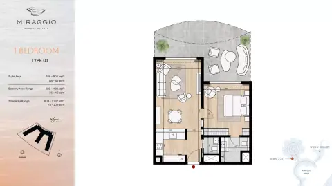 Floor plan, 1 Bed