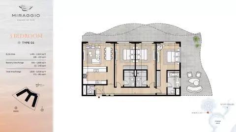 Floor plan, 3 Bed
