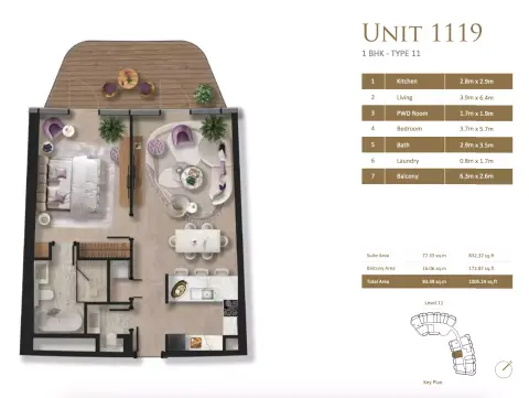 Floor plan, 1 Bed