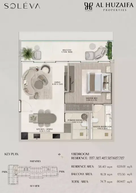 Floor plan, 1 Bed