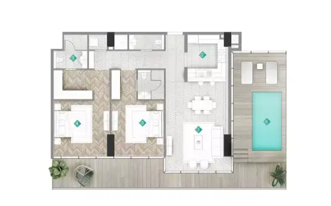 Floor plan, 2 Bed