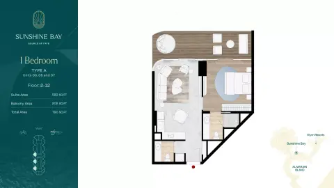 Floor plan, 1 Bed