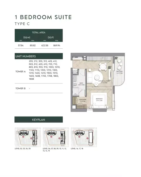 Floor plan, 1 Bed