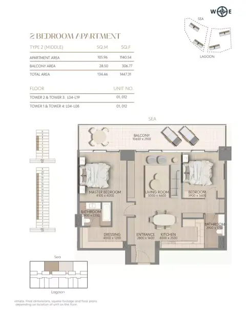 Floor plan, 2 Bed