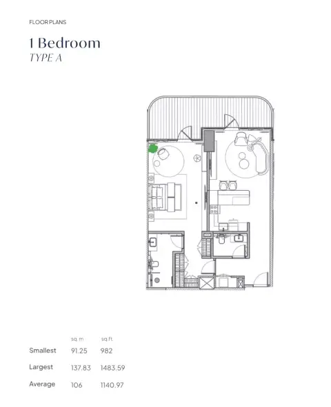 Floor plan, 1 Bed