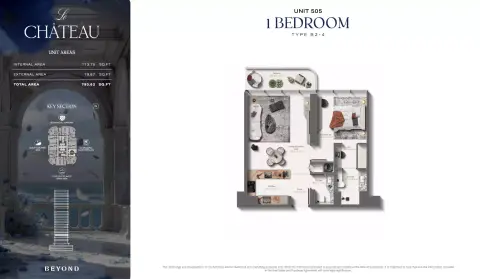 Le Chateau floor plan, 1 Bed, 793–866 sq ft