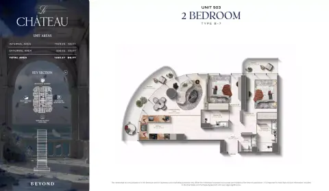 Le Chateau floor plan, 2 Bed, 1,235–1,489 sq ft