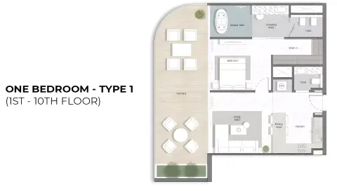Floor plan, 1 Bed