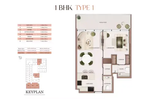 Floor plan, 1 Bed