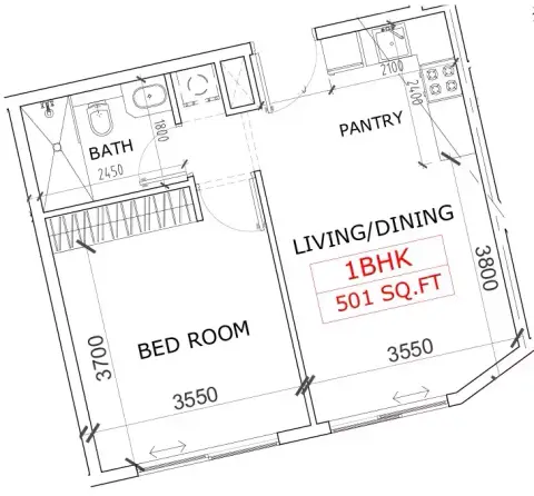 Floor plan, 1 Bed