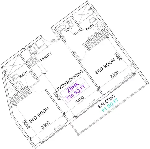 Floor plan, 2 Bed
