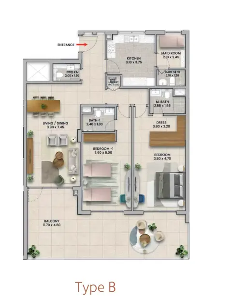 Floor plan, 2 Bed
