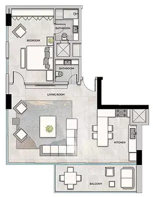 Floor plan, 1 Bed
