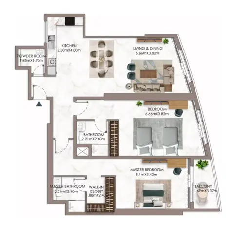 Floor plan, 2 Bed