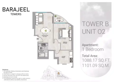 Floor plan, 1 Bed